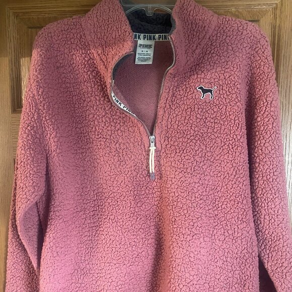PINK Victoria's Secret Tops - PINK Victoria's Secret Sherpa Half Zip Pullover
